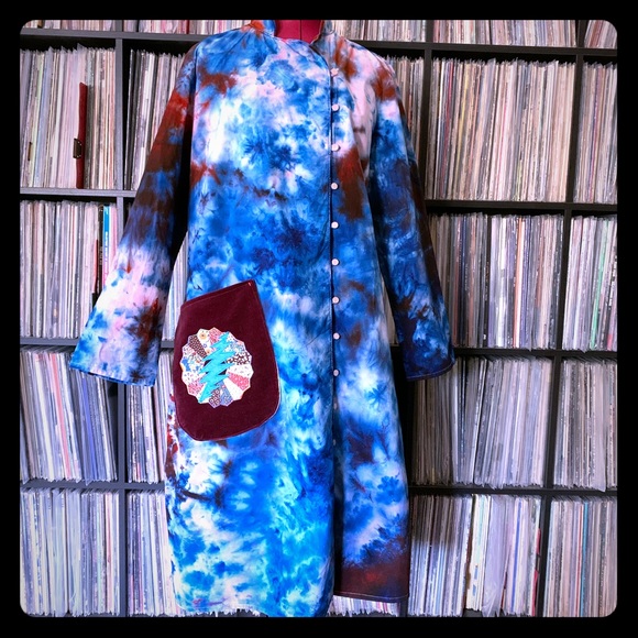 Grateful Dead Tops - Hand Dyed Tunic w Velvet Mandala Bolt pocket XL 💙